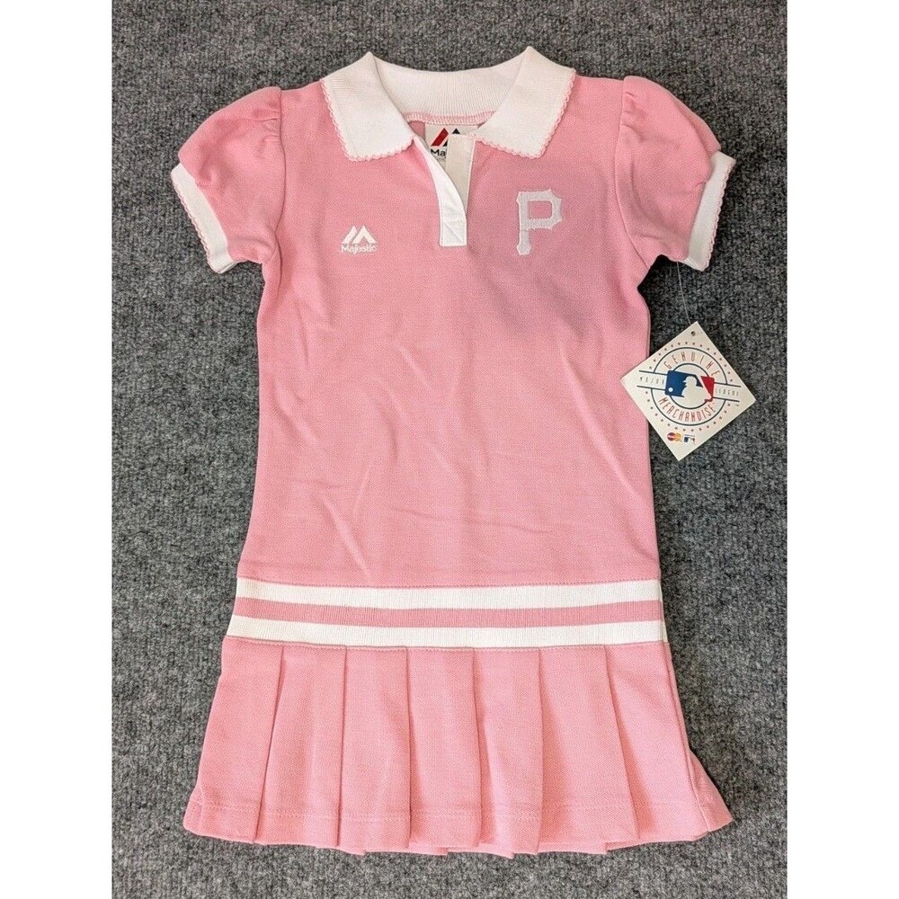 Girls Majestic Pittsburgh Pirates Size 3T Pink Polo Shirt Dress Outfit MLB NWT
